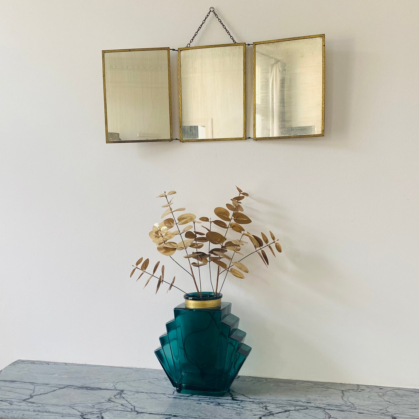 Triptyque miroir de barbier ancien 19e - Les Choses Particulières