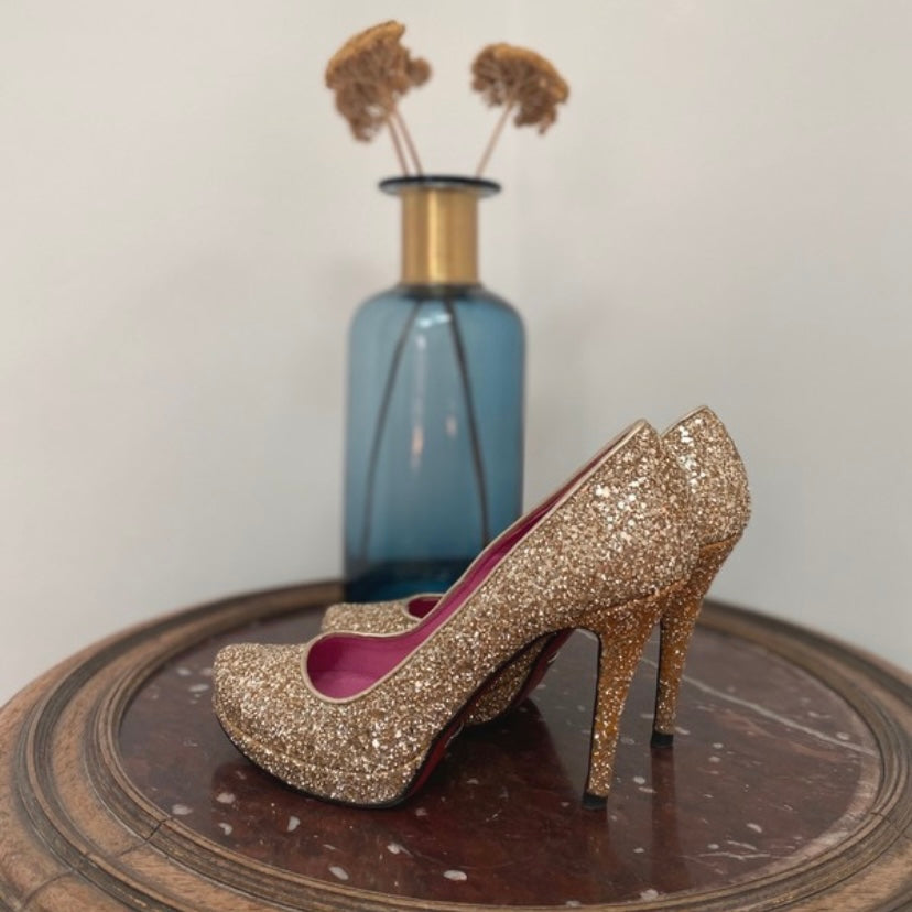 Escarpins dorés à paillettes - Les Choses Particulières